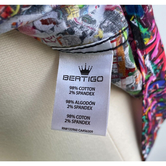 Bertigo Graffiti Long Sleeve Stretch Shirt size L - Picture 12 of 14